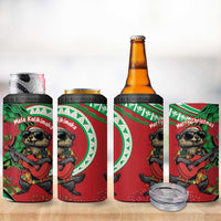 Mele Kalikimaka Hawaii 4 in 1 Can Cooler Tumbler Mongoose Santa With Ohia Lehua