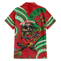 Mele Kalikimaka Hawaii Family Matching Off Shoulder Short Dress and Hawaiian Shirt Mongoose Santa With Ohia Lehua LT14 - Polynesian Pride