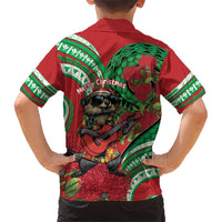 Mele Kalikimaka Hawaii Kid Hawaiian Shirt Mongoose Santa With Ohia Lehua