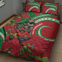 Mele Kalikimaka Hawaii Quilt Bed Set Mongoose Santa With Ohia Lehua