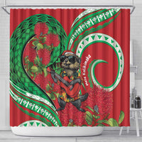 Mele Kalikimaka Hawaii Shower Curtain Mongoose Santa With Ohia Lehua LT14 - Polynesian Pride