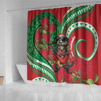 Mele Kalikimaka Hawaii Shower Curtain Mongoose Santa With Ohia Lehua LT14 - Polynesian Pride