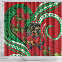 Mele Kalikimaka Hawaii Shower Curtain Mongoose Santa With Ohia Lehua LT14 - Polynesian Pride