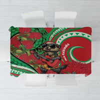 Mele Kalikimaka Hawaii Tablecloth Mongoose Santa With Ohia Lehua LT14 Red - Polynesian Pride