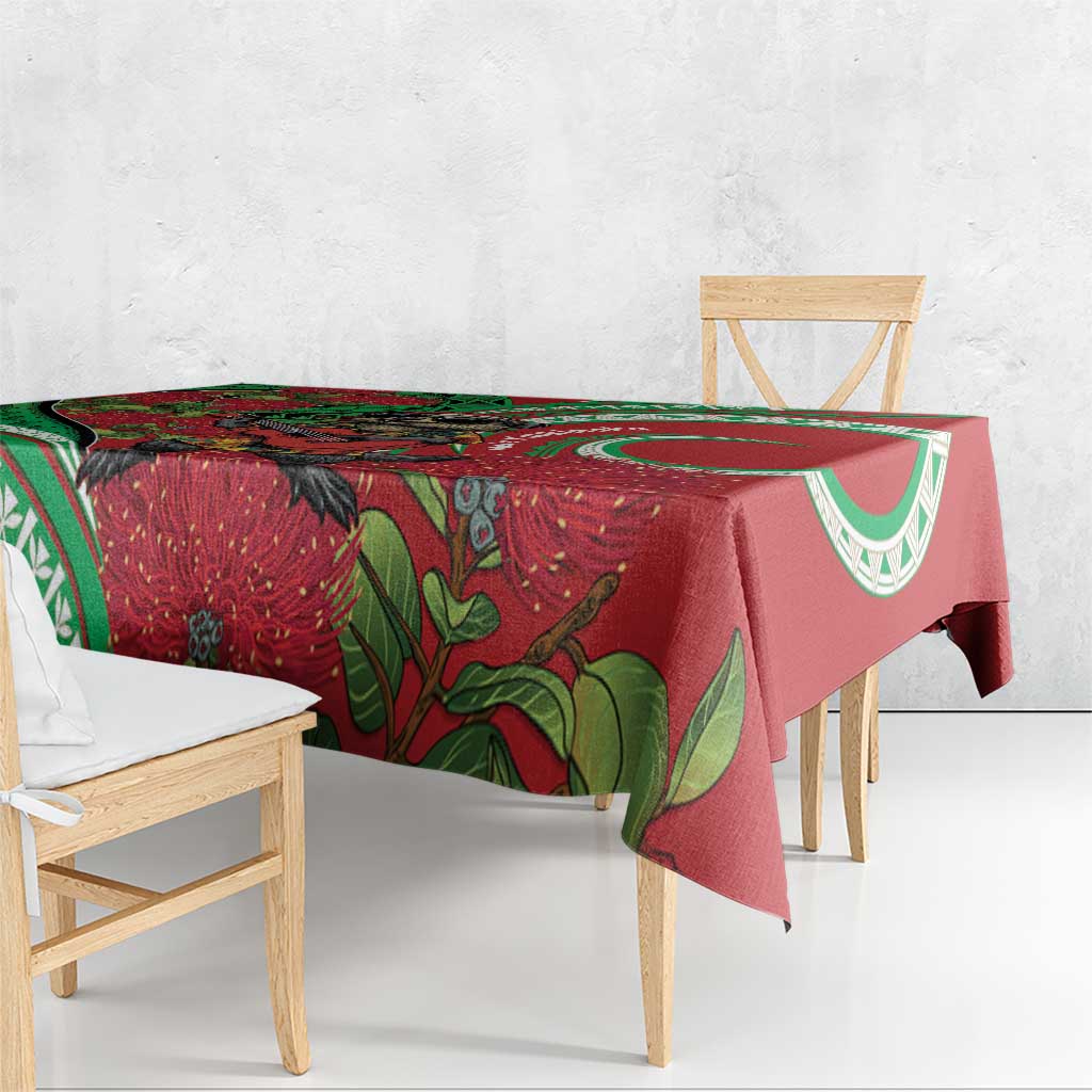 Mele Kalikimaka Hawaii Tablecloth Mongoose Santa With Ohia Lehua LT14 - Polynesian Pride