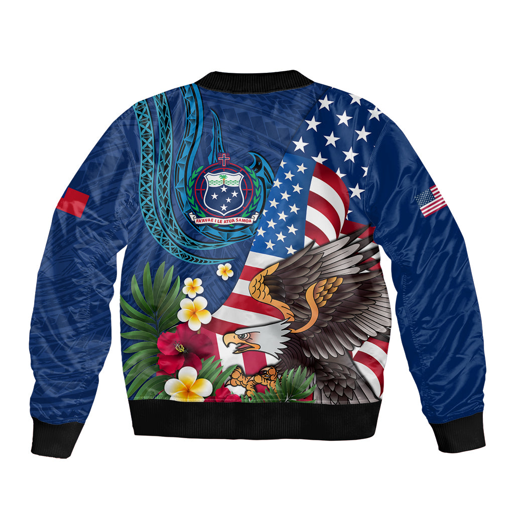 United States And Samoa Bomber Jacket USA Flag Eagle Mix Samoan Coat Of Arms LT14 - Polynesian Pride
