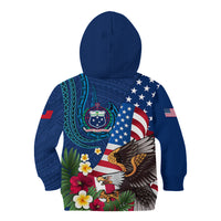 United States And Samoa Kid Hoodie USA Flag Eagle Mix Samoan Coat Of Arms LT14 - Polynesian Pride