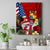 United States And Tonga Canvas Wall Art USA Flag Eagle Mix Tongan Coat Of Arms Ngatu Pattern LT14 Blue - Polynesian Pride