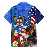 United States And Fiji Family Matching Mermaid Dress and Hawaiian Shirt USA Flag Eagle Mix Fijian Coat Of Arms Tapa Pattern LT14 - Polynesian Pride
