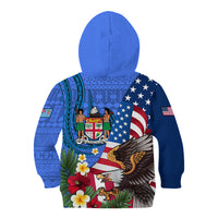 United States And Fiji Kid Hoodie USA Flag Eagle Mix Fijian Coat Of Arms Tapa Pattern LT14 - Polynesian Pride
