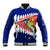 New Zealand Waitangi Day Baseball Jacket NZ Maori Tui Bird With Kowhai Flowers LT14 Unisex Blue - Polynesian Pride