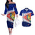 New Zealand Waitangi Day Couples Matching Off The Shoulder Long Sleeve Dress and Hawaiian Shirt NZ Maori Tui Bird With Kowhai Flowers LT14 Blue - Polynesian Pride