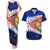 New Zealand Waitangi Day Couples Matching Tank Maxi Dress and Hawaiian Shirt NZ Maori Tui Bird With Kowhai Flowers LT14 Blue - Polynesian Pride