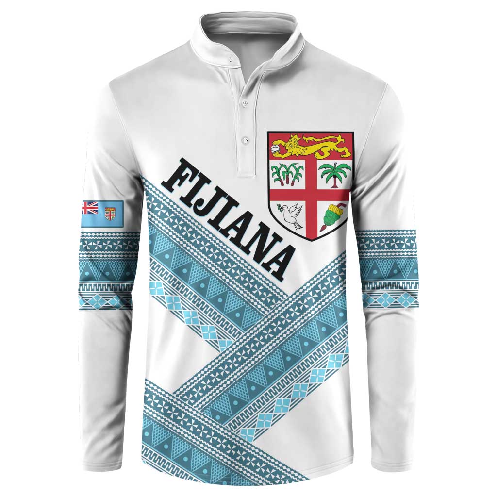 Custom Fiji Tapa Rugby 2025 Button Sweatshirt Go Champions Fijiana