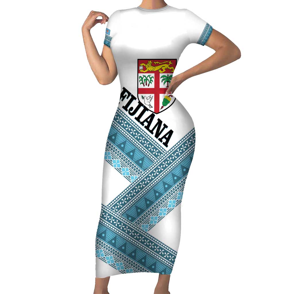 Custom Fiji Tapa Rugby 2025 Family Matching Short Sleeve Bodycon Dress and Hawaiian Shirt Go Champions Fijiana