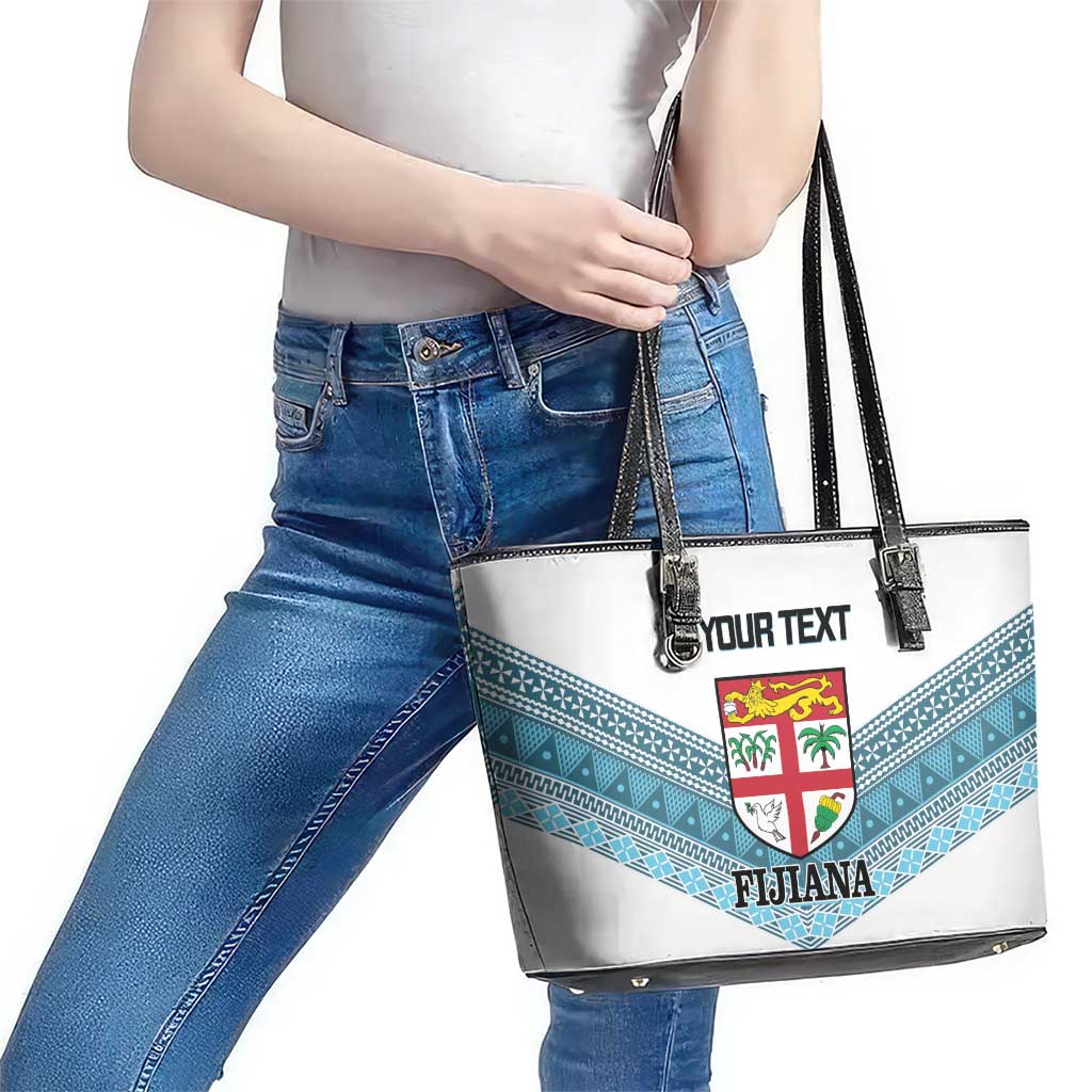 Custom Fiji Tapa Rugby 2025 Leather Tote Bag Go Champions Fijiana