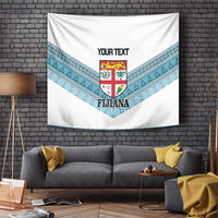 Custom Fiji Tapa Rugby 2025 Tapestry Go Champions Fijiana LT14 White - Polynesian Pride