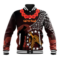 Cook Islands ANZAC Day Baseball Jacket Poppies With Sea Turtle LT14 Unisex Red - Polynesian Pride