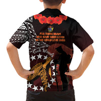 Cook Islands ANZAC Day Family Matching Off Shoulder Long Sleeve Dress and Hawaiian Shirt Poppies With Sea Turtle LT14 - Polynesian Pride