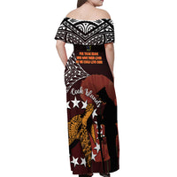 Cook Islands ANZAC Day Off Shoulder Maxi Dress Poppies With Sea Turtle LT14 - Polynesian Pride
