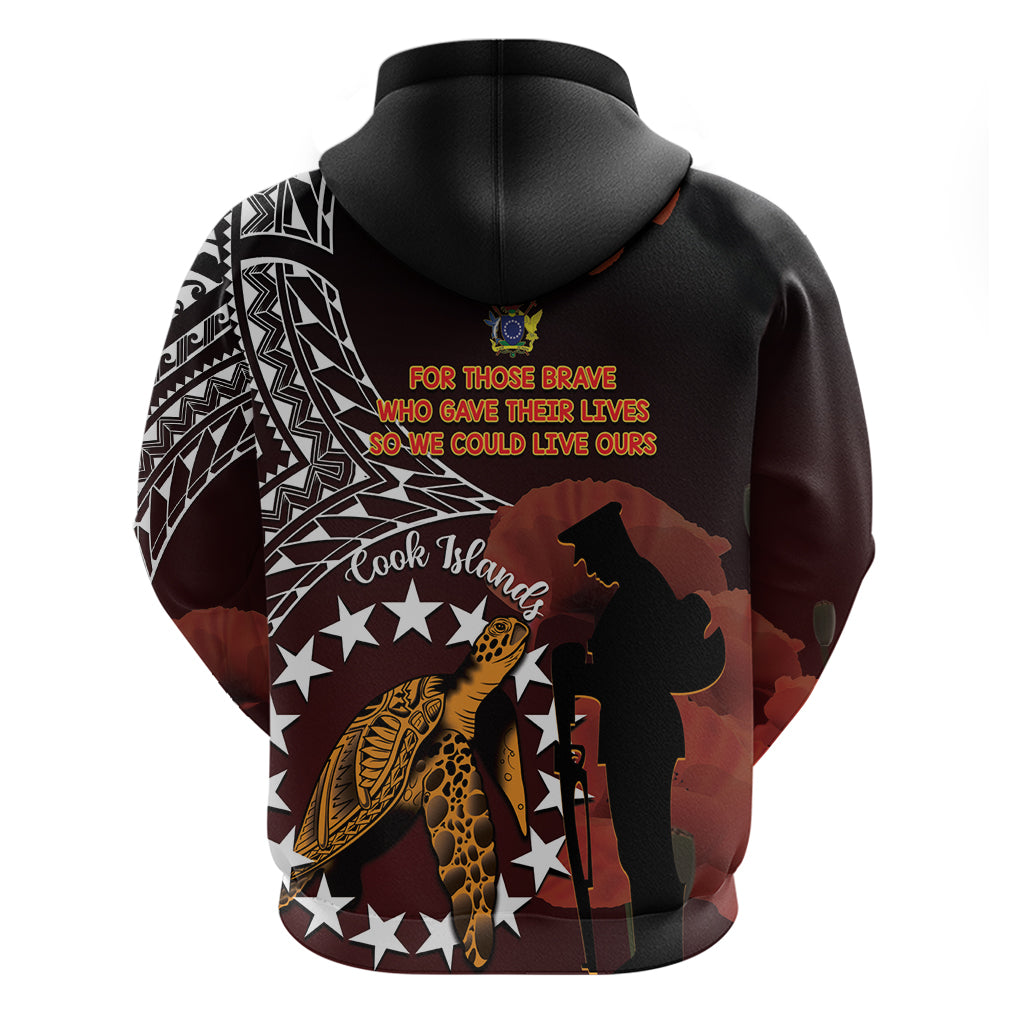 Cook Islands ANZAC Day Zip Hoodie Poppies With Sea Turtle LT14 - Polynesian Pride