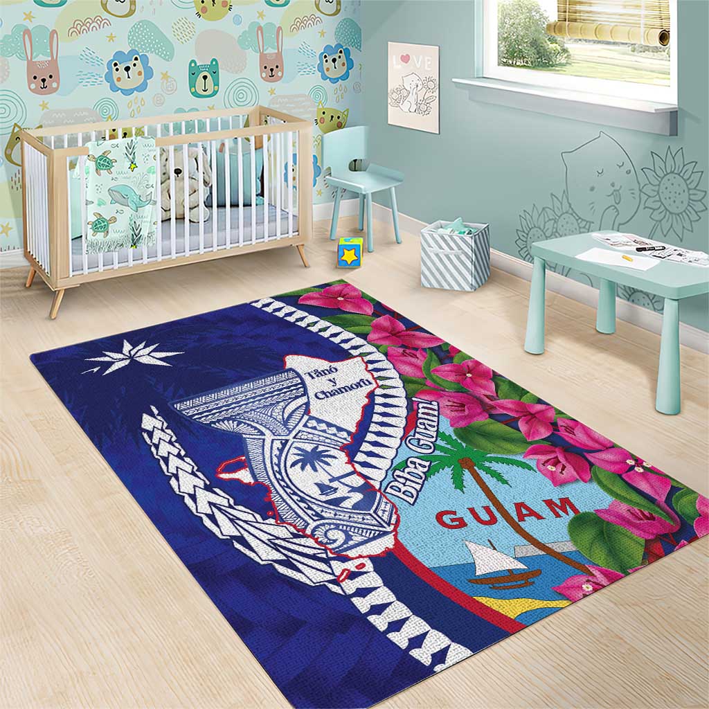 Biba Guam Liberation Day Area Rug Tano y Chamoru Latte Stone Blue