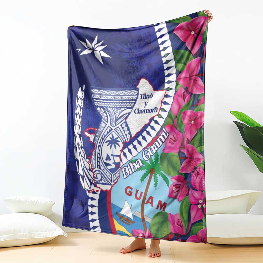 Biba Guam Liberation Day Blanket Tano y Chamoru Latte Stone Blue