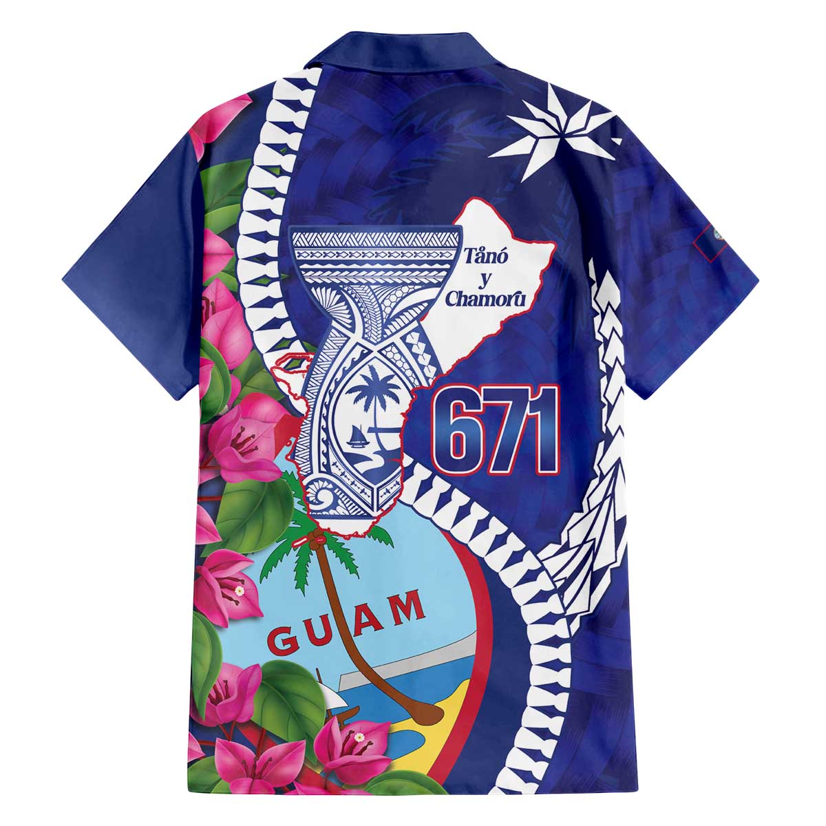 Biba Guam Liberation Day Family Matching Off The Shoulder Long Sleeve Dress and Hawaiian Shirt Tano y Chamoru Latte Stone Blue