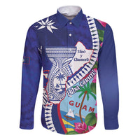 Biba Guam Liberation Day Family Matching Short Sleeve Bodycon Dress and Hawaiian Shirt Tano y Chamoru Latte Stone Blue LT14 Dad's Shirt - Long Sleeve Blue - Polynesian Pride