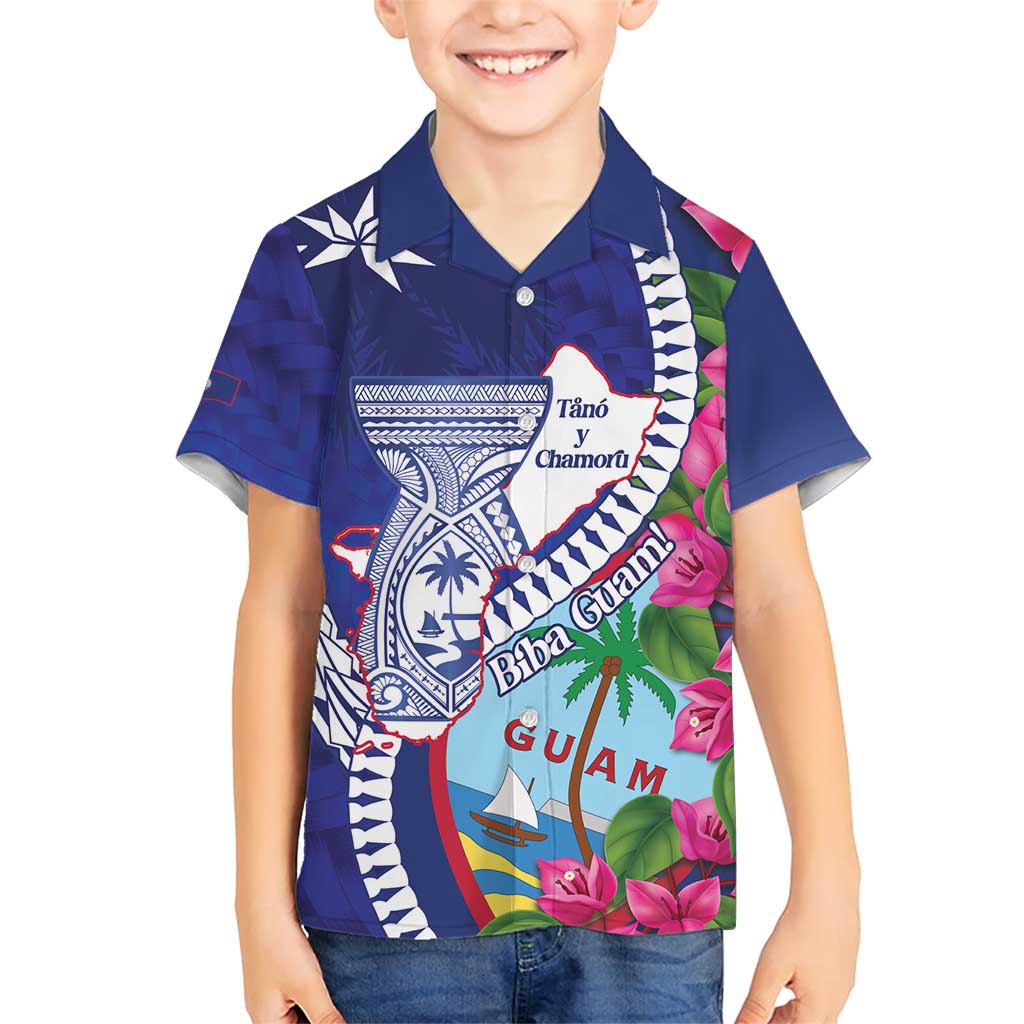 Biba Guam Liberation Day Family Matching Short Sleeve Bodycon Dress and Hawaiian Shirt Tano y Chamoru Latte Stone Blue LT14 Son's Shirt Blue - Polynesian Pride