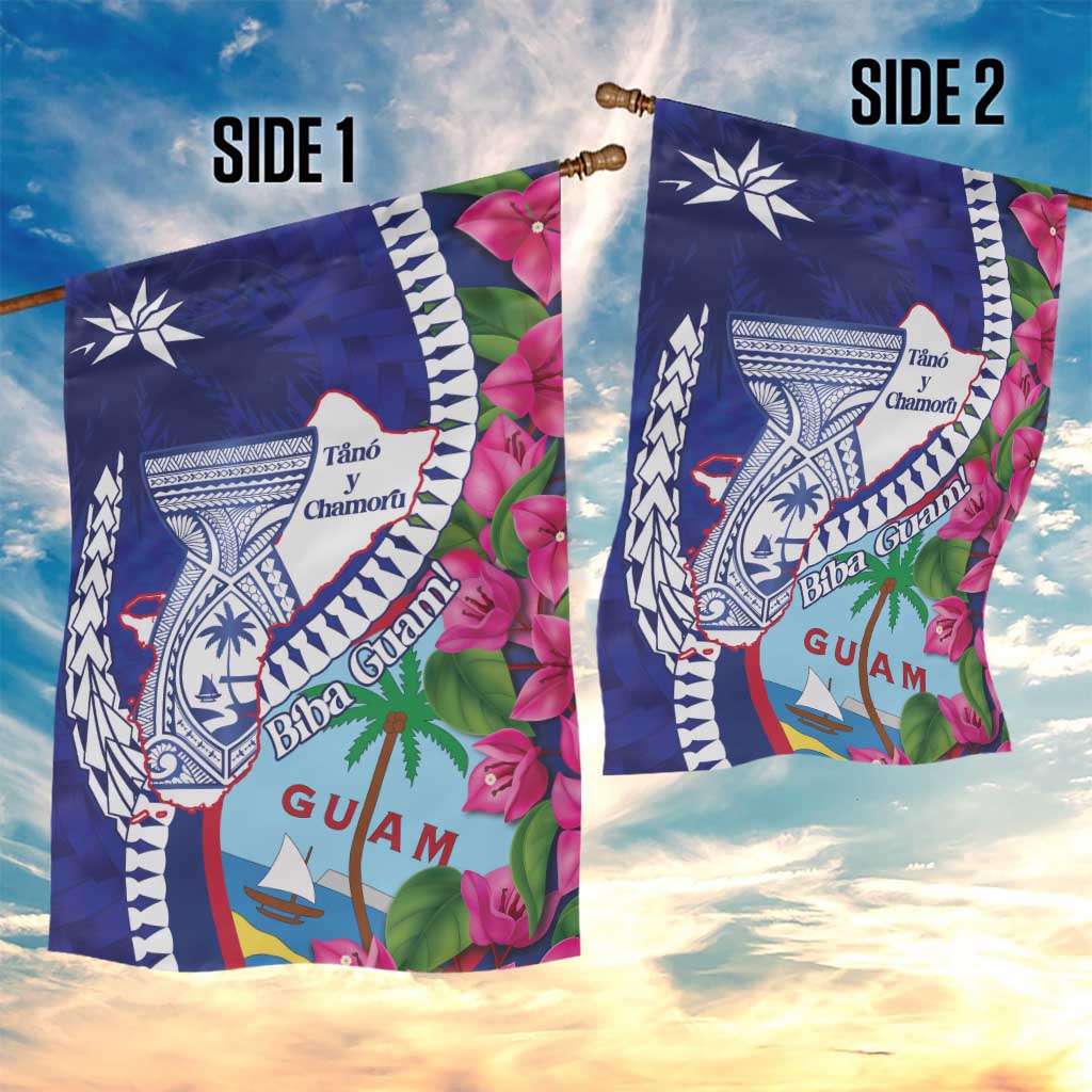 Biba Guam Liberation Day Garden Flag Tano y Chamoru Latte Stone Blue