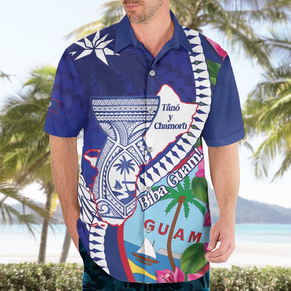 Biba Guam Liberation Day Hawaiian Shirt Tano y Chamoru Latte Stone Blue