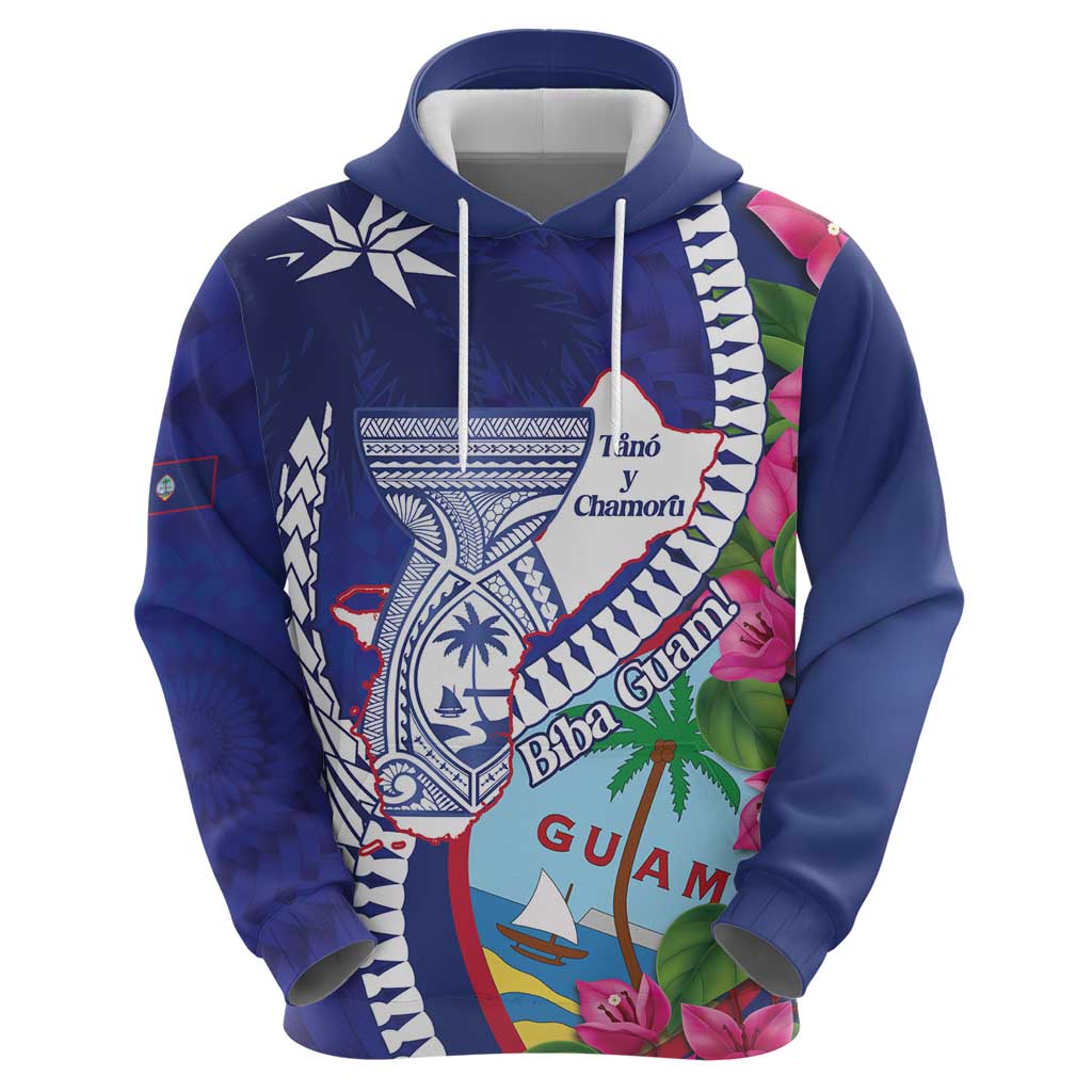 Biba Guam Liberation Day Hoodie Tano y Chamoru Latte Stone Blue