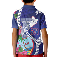 Biba Guam Liberation Day Kid Polo Shirt Tano y Chamoru Latte Stone Blue