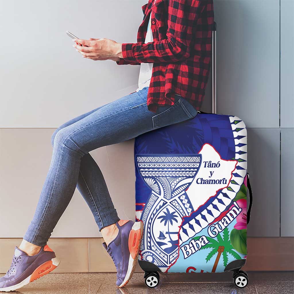 Biba Guam Liberation Day Luggage Cover Tano y Chamoru Latte Stone Blue
