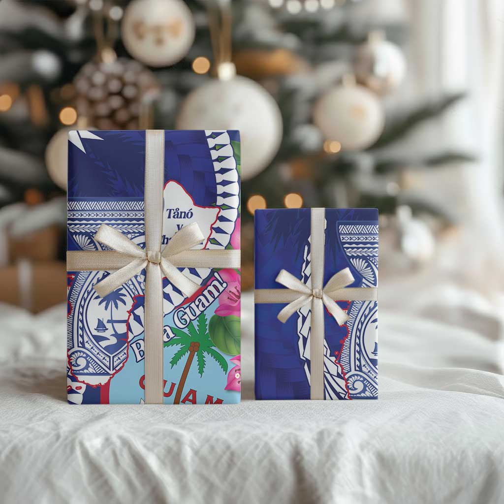 Biba Guam Liberation Day Wrapping Paper Tano y Chamoru Latte Stone Blue - Polynesian Pride