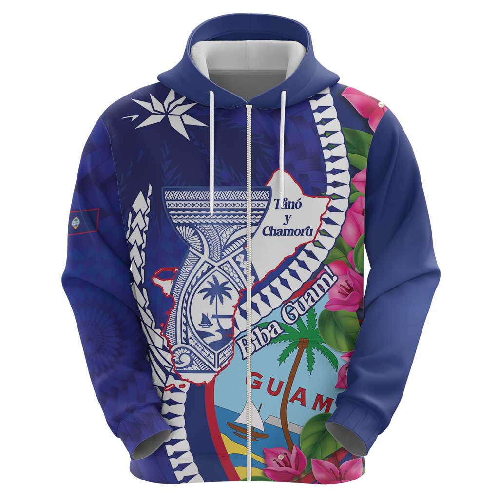 Biba Guam Liberation Day Zip Hoodie Tano y Chamoru Latte Stone Blue
