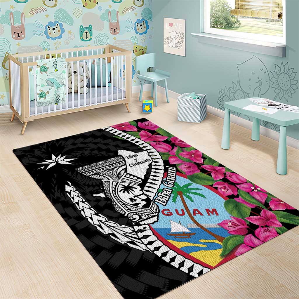 Biba Guam Liberation Day Area Rug Tano y Chamoru Latte Stone Black