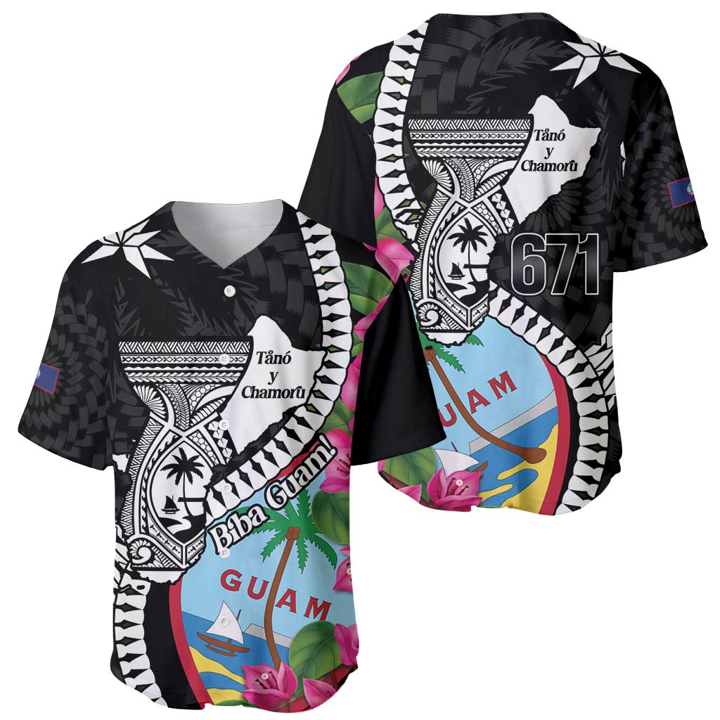 Biba Guam Liberation Day Baseball Jersey Tano y Chamoru Latte Stone Black