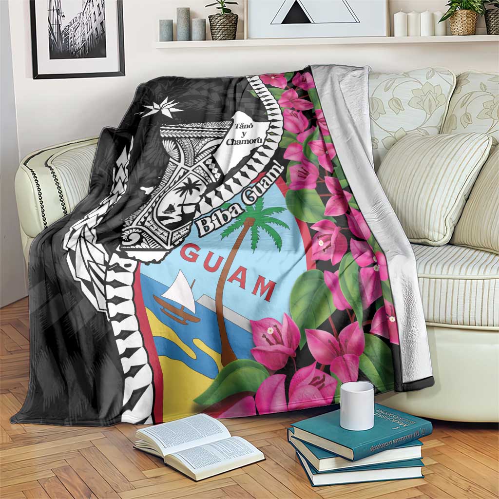 Biba Guam Liberation Day Blanket Tano y Chamoru Latte Stone Black