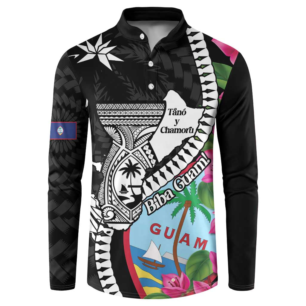 Biba Guam Liberation Day Button Sweatshirt Tano y Chamoru Latte Stone Black