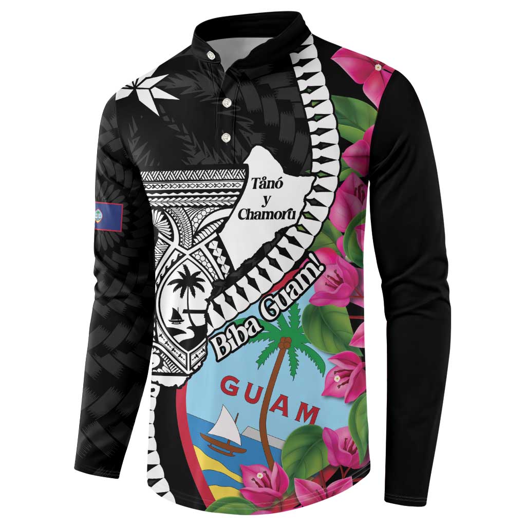 Biba Guam Liberation Day Button Sweatshirt Tano y Chamoru Latte Stone Black LT14 - Polynesian Pride