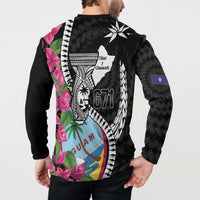 Biba Guam Liberation Day Button Sweatshirt Tano y Chamoru Latte Stone Black LT14 - Polynesian Pride