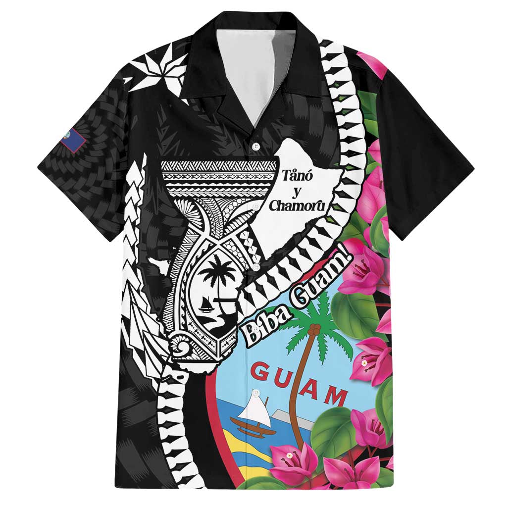 Biba Guam Liberation Day Family Matching Short Sleeve Bodycon Dress and Hawaiian Shirt Tano y Chamoru Latte Stone Black