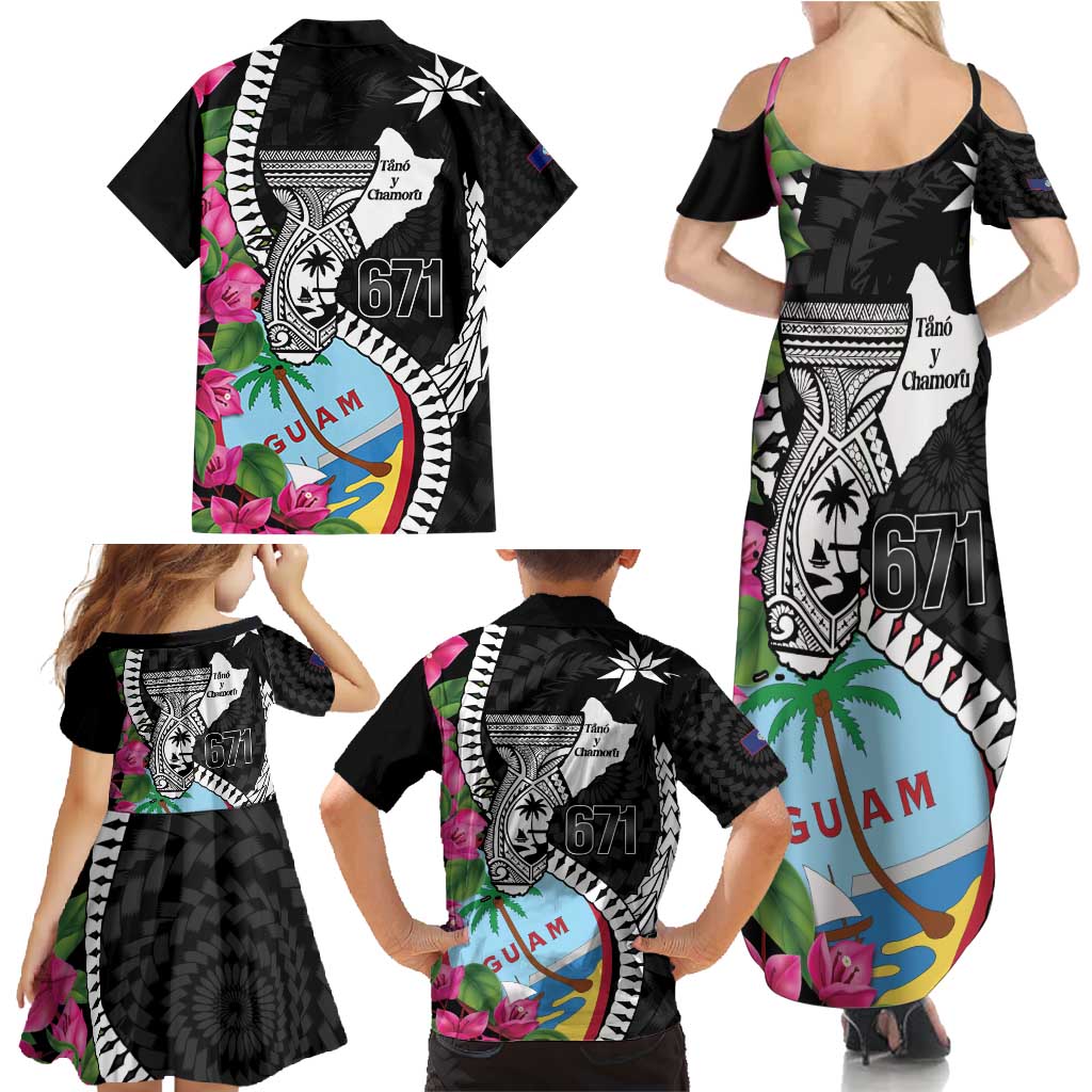 Biba Guam Liberation Day Family Matching Summer Maxi Dress and Hawaiian Shirt Tano y Chamoru Latte Stone Black