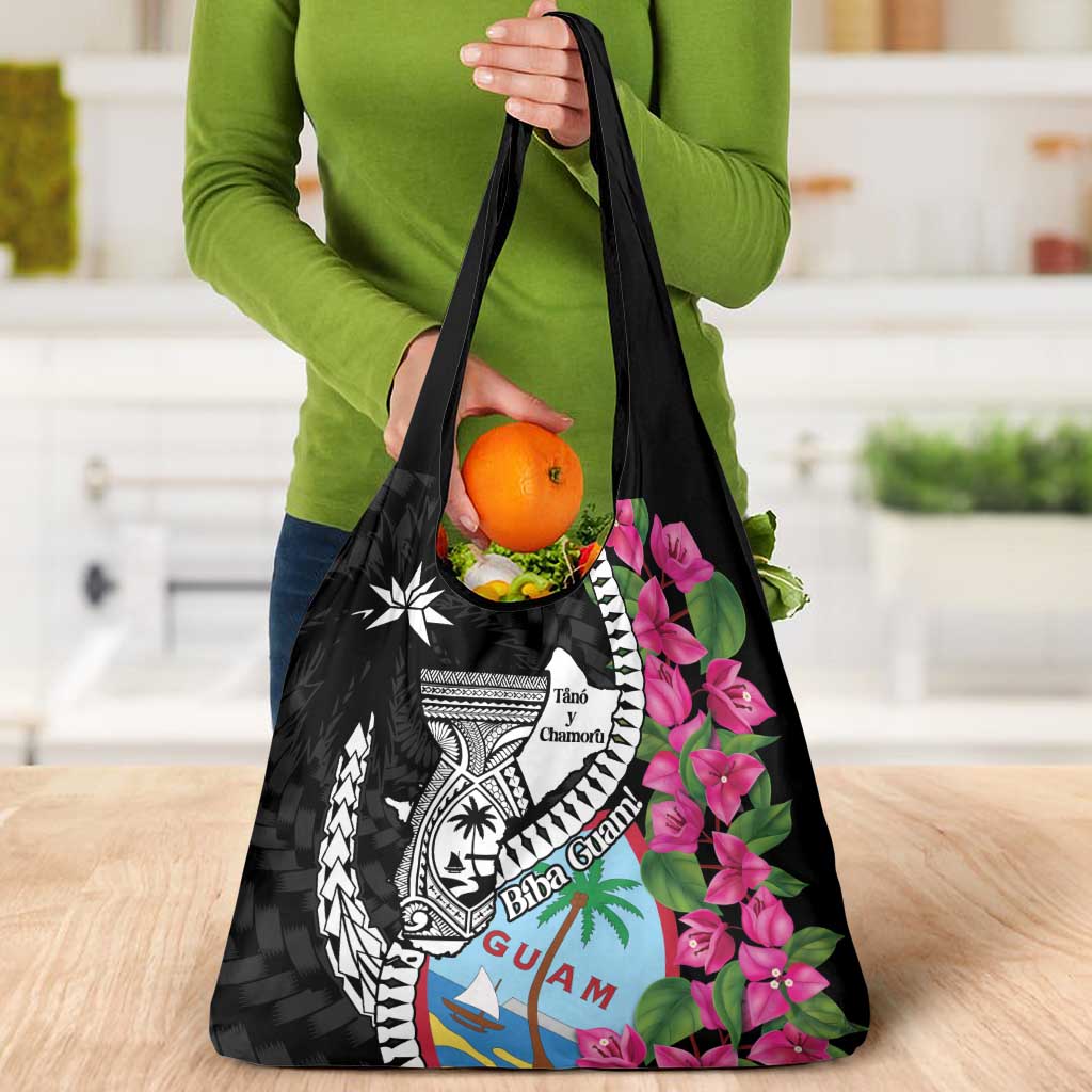 Biba Guam Liberation Day Grocery Bag Tano y Chamoru Latte Stone Black