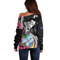 Biba Guam Liberation Day Off Shoulder Sweater Tano y Chamoru Latte Stone Black