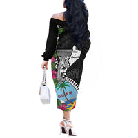 Biba Guam Liberation Day Off The Shoulder Long Sleeve Dress Tano y Chamoru Latte Stone Black