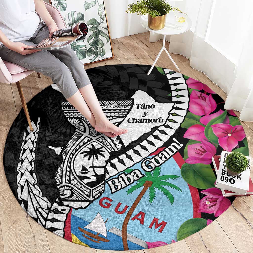 Biba Guam Liberation Day Round Carpet Tano y Chamoru Latte Stone Black