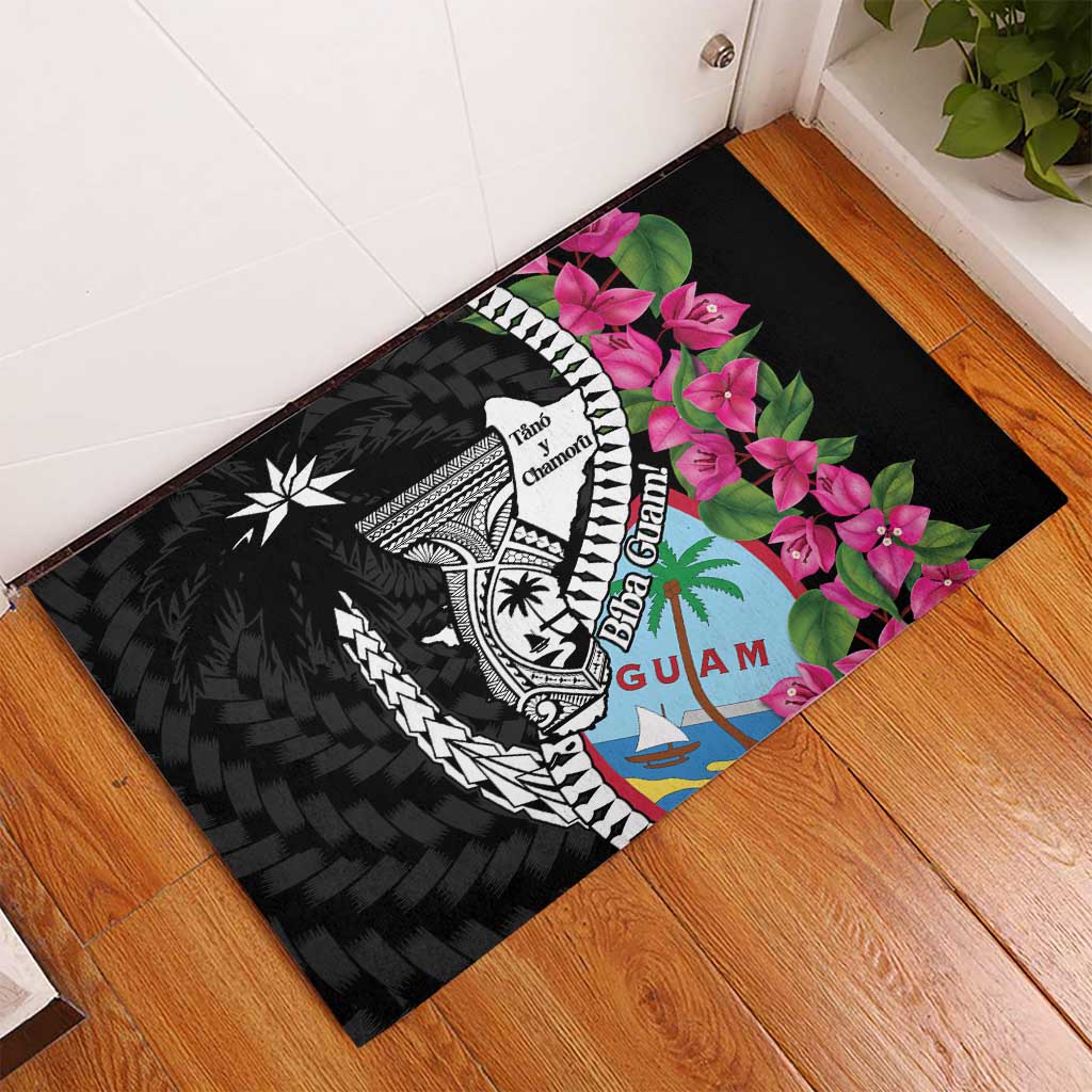 Biba Guam Liberation Day Rubber Doormat Tano y Chamoru Latte Stone Black